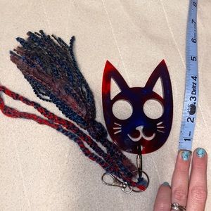 Red and blue cat self defense keychain